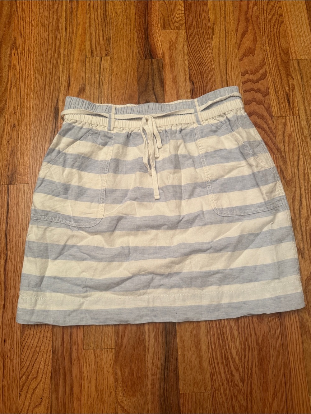 LOFT blue & white striped linen-blend mini skirt